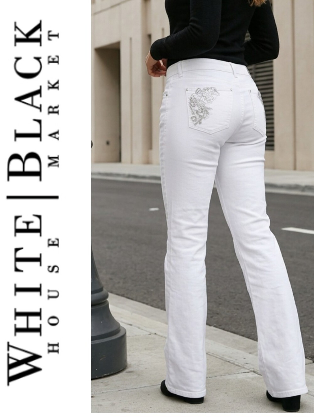 WHBM  jeans with embroidered design